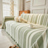 Striped Chenille Sofa Slipcover Throw, Soft Thick Washable Couch Cover Blanket