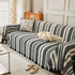 Striped Chenille Sofa Slipcover Throw, Soft Thick Washable Couch Cover Blanket