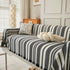 Striped Chenille Sofa Slipcover Throw, Soft Thick Washable Couch Cover Blanket
