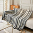 Striped Chenille Sofa Slipcover Throw, Soft Thick Washable Couch Cover Blanket