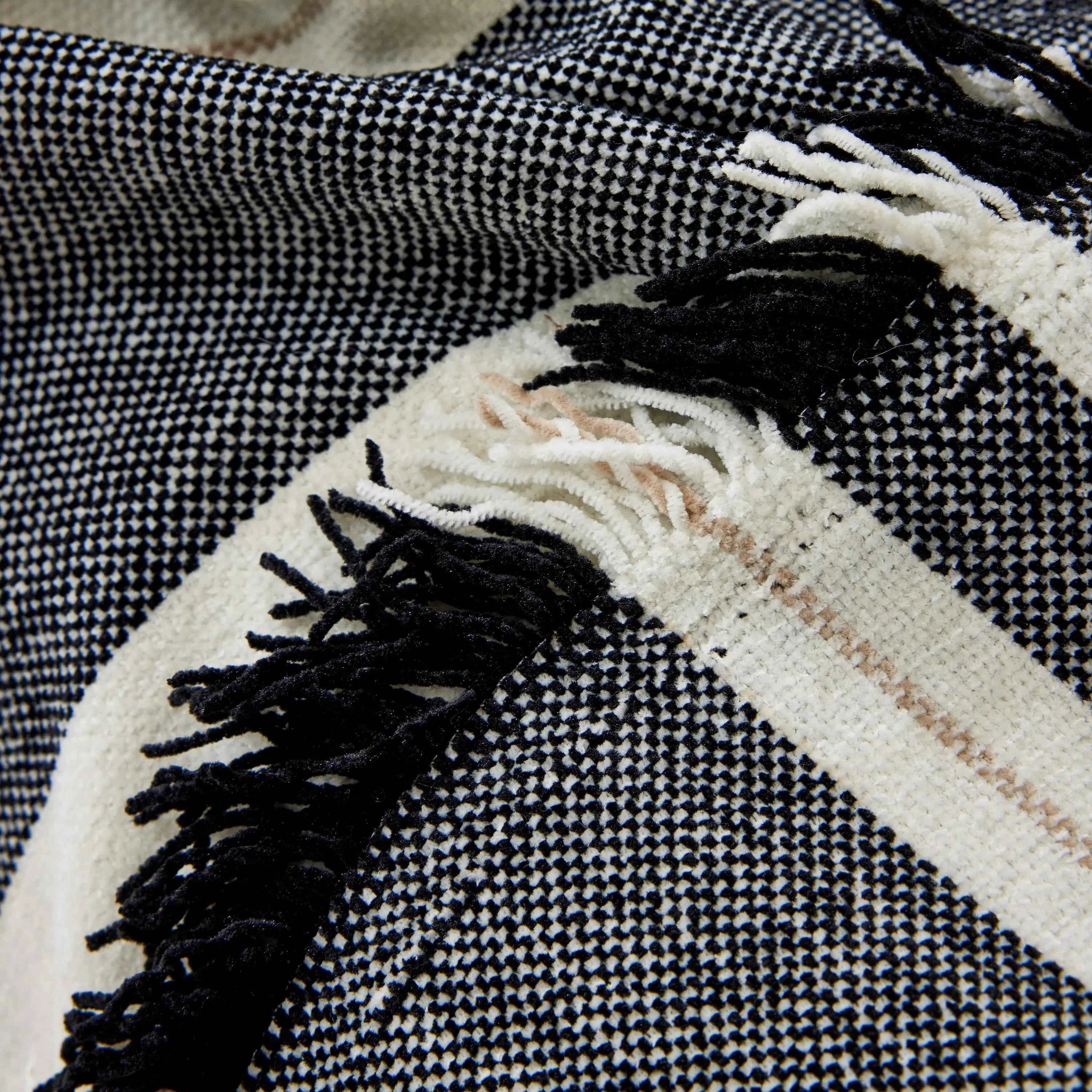Striped Chenille Sofa Slipcover Throw, Soft Thick Washable Couch Cover Blanket
