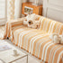 Striped Chenille Sofa Slipcover Throw, Soft Thick Washable Couch Cover Blanket
