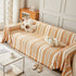 Striped Chenille Sofa Slipcover Throw, Soft Thick Washable Couch Cover Blanket