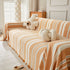 Striped Chenille Sofa Slipcover Throw, Soft Thick Washable Couch Cover Blanket