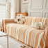 Striped Chenille Sofa Slipcover Throw, Soft Thick Washable Couch Cover Blanket