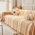 Striped Chenille Sofa Slipcover Throw, Soft Thick Washable Couch Cover Blanket