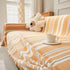 Striped Chenille Sofa Slipcover Throw, Soft Thick Washable Couch Cover Blanket