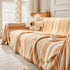 Striped Chenille Sofa Slipcover Throw, Soft Thick Washable Couch Cover Blanket