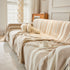 Striped Chenille Sofa Slipcover Throw, Soft Thick Washable Couch Cover Blanket