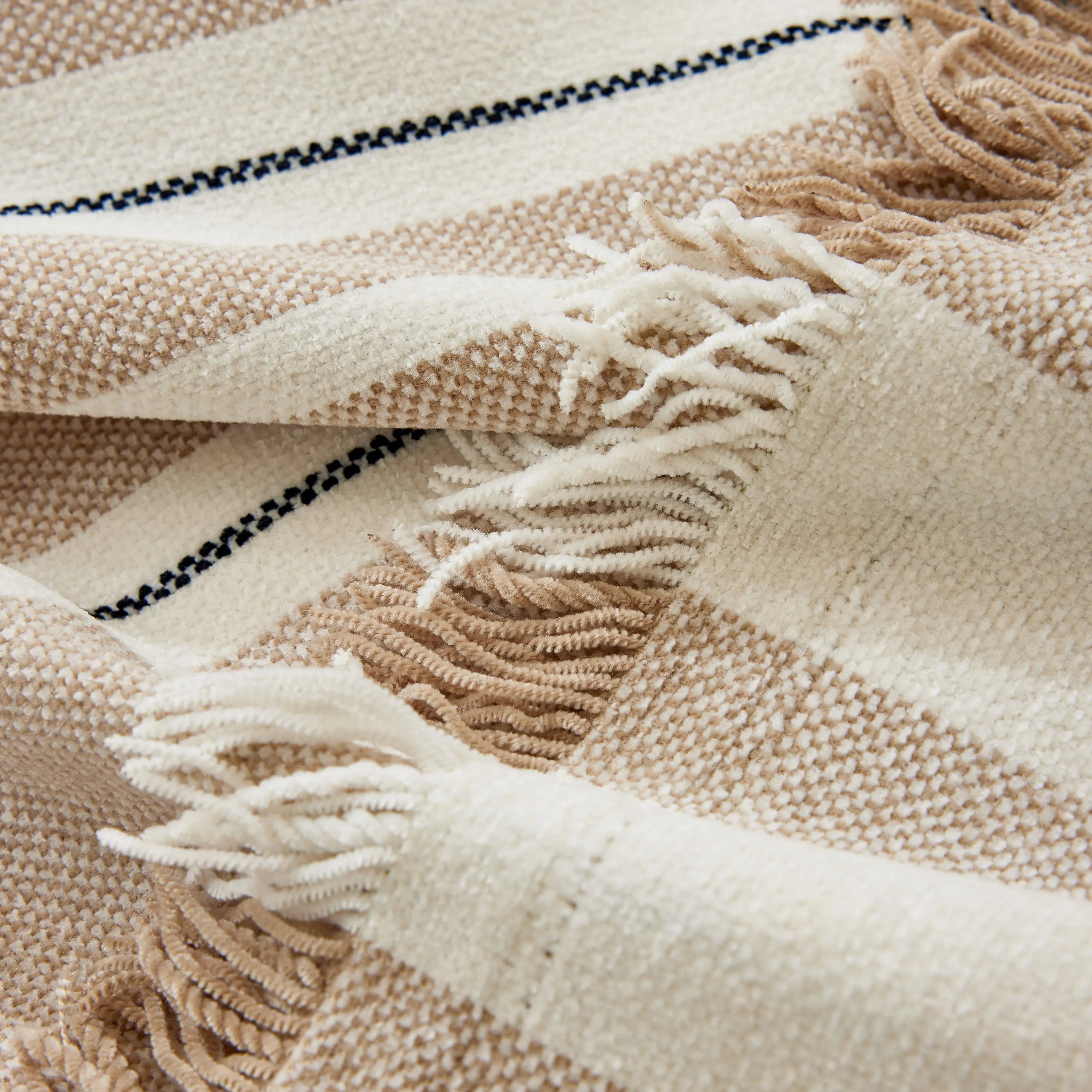 Striped Chenille Sofa Slipcover Throw, Soft Thick Washable Couch Cover Blanket