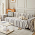 Striped Chenille Sofa Slipcover Throw, Soft Thick Washable Couch Cover Blanket