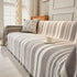 Striped Chenille Sofa Slipcover Throw, Soft Thick Washable Couch Cover Blanket