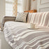 Striped Chenille Sofa Slipcover Throw, Soft Thick Washable Couch Cover Blanket