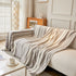 Striped Chenille Sofa Slipcover Throw, Soft Thick Washable Couch Cover Blanket
