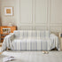 Striped Chenille Sofa Slipcover Throw, Soft Thick Washable Couch Cover Blanket