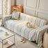 Striped Chenille Sofa Slipcover Throw, Soft Thick Washable Couch Cover Blanket