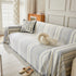 Striped Chenille Sofa Slipcover Throw, Soft Thick Washable Couch Cover Blanket