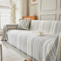 Striped Chenille Sofa Slipcover Throw, Soft Thick Washable Couch Cover Blanket