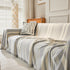 Striped Chenille Sofa Slipcover Throw, Soft Thick Washable Couch Cover Blanket