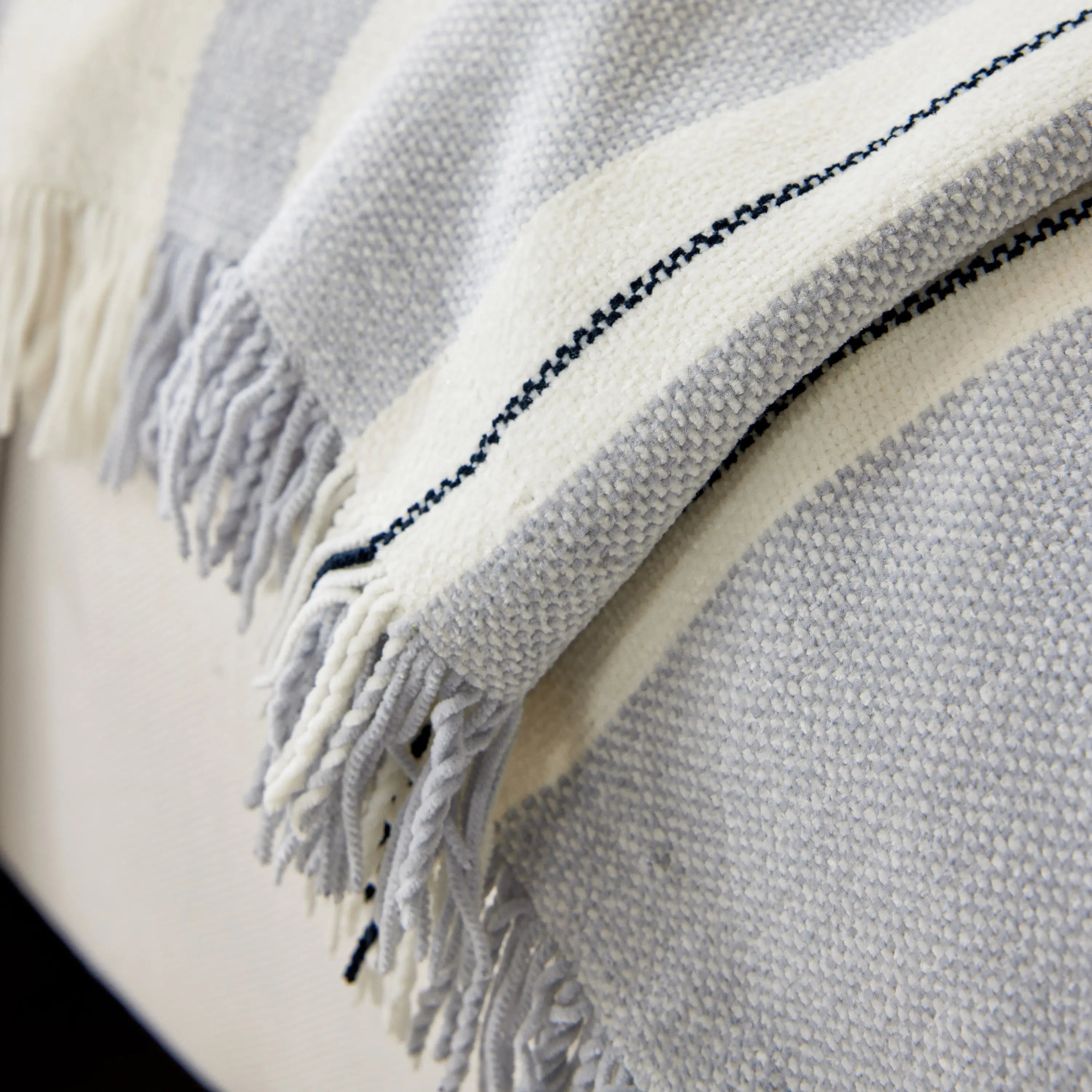 Striped Chenille Sofa Slipcover Throw, Soft Thick Washable Couch Cover Blanket