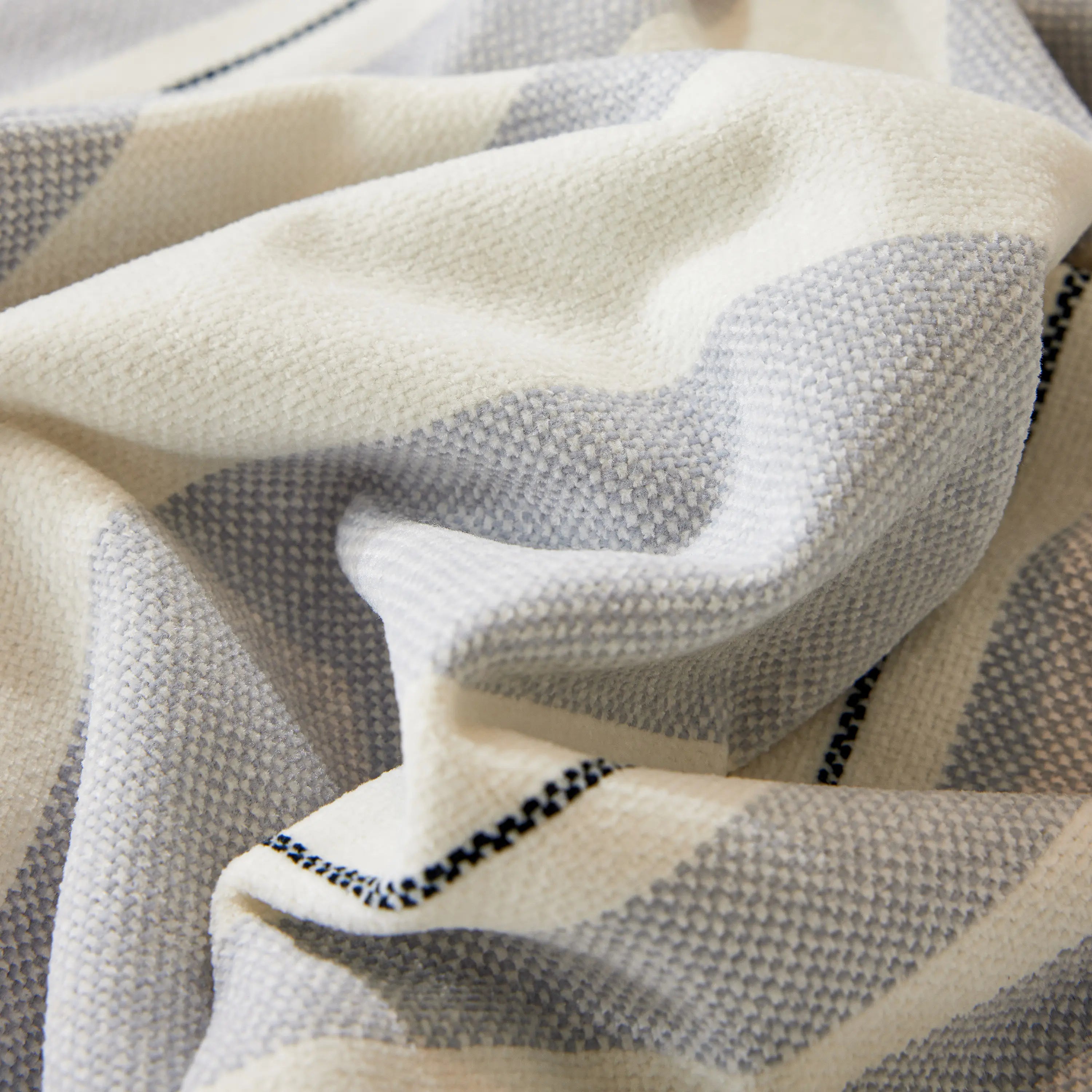 Striped Chenille Sofa Slipcover Throw, Soft Thick Washable Couch Cover Blanket