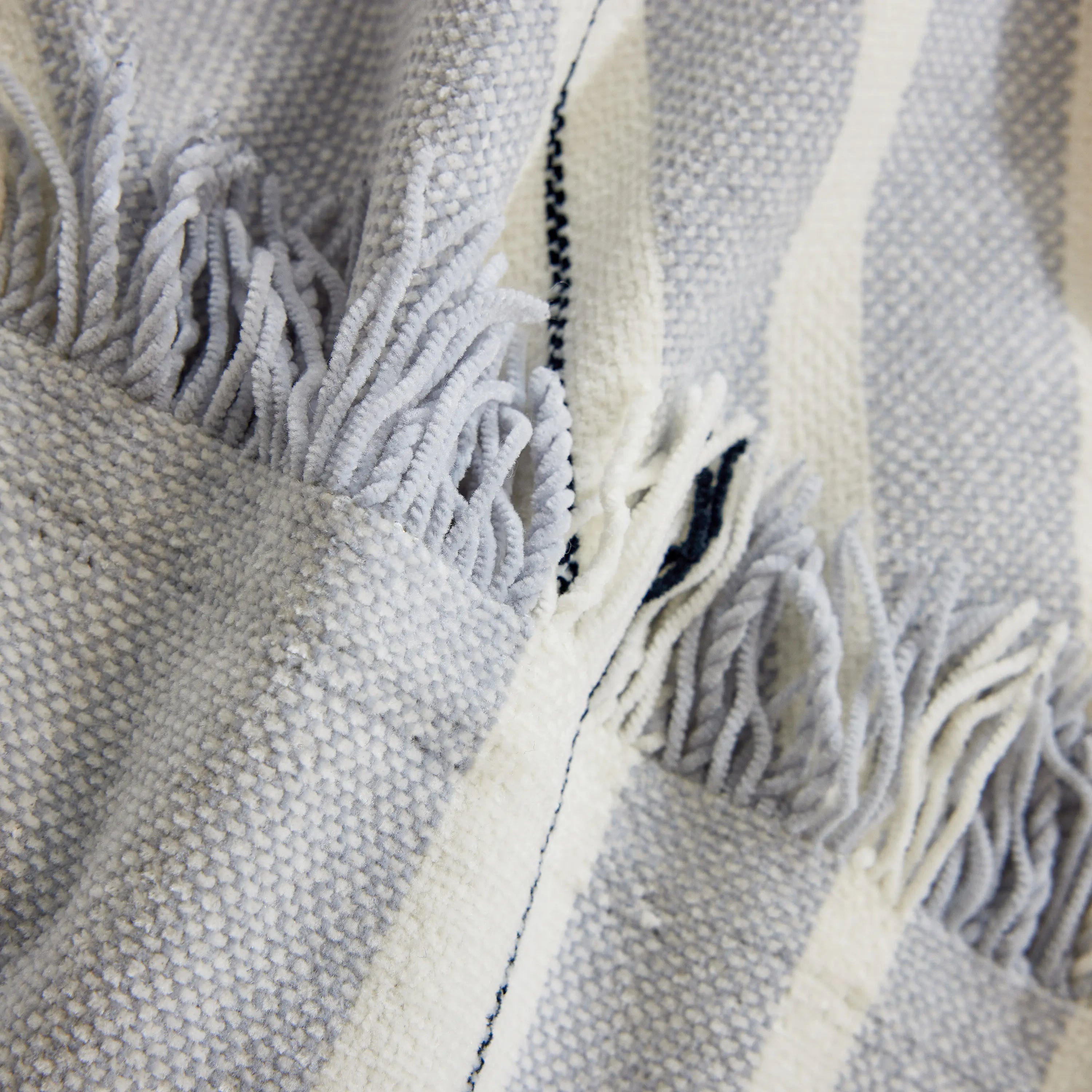 Striped Chenille Sofa Slipcover Throw, Soft Thick Washable Couch Cover Blanket