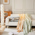 Striped Chenille Sofa Slipcover Throw, Soft Thick Washable Couch Cover Blanket