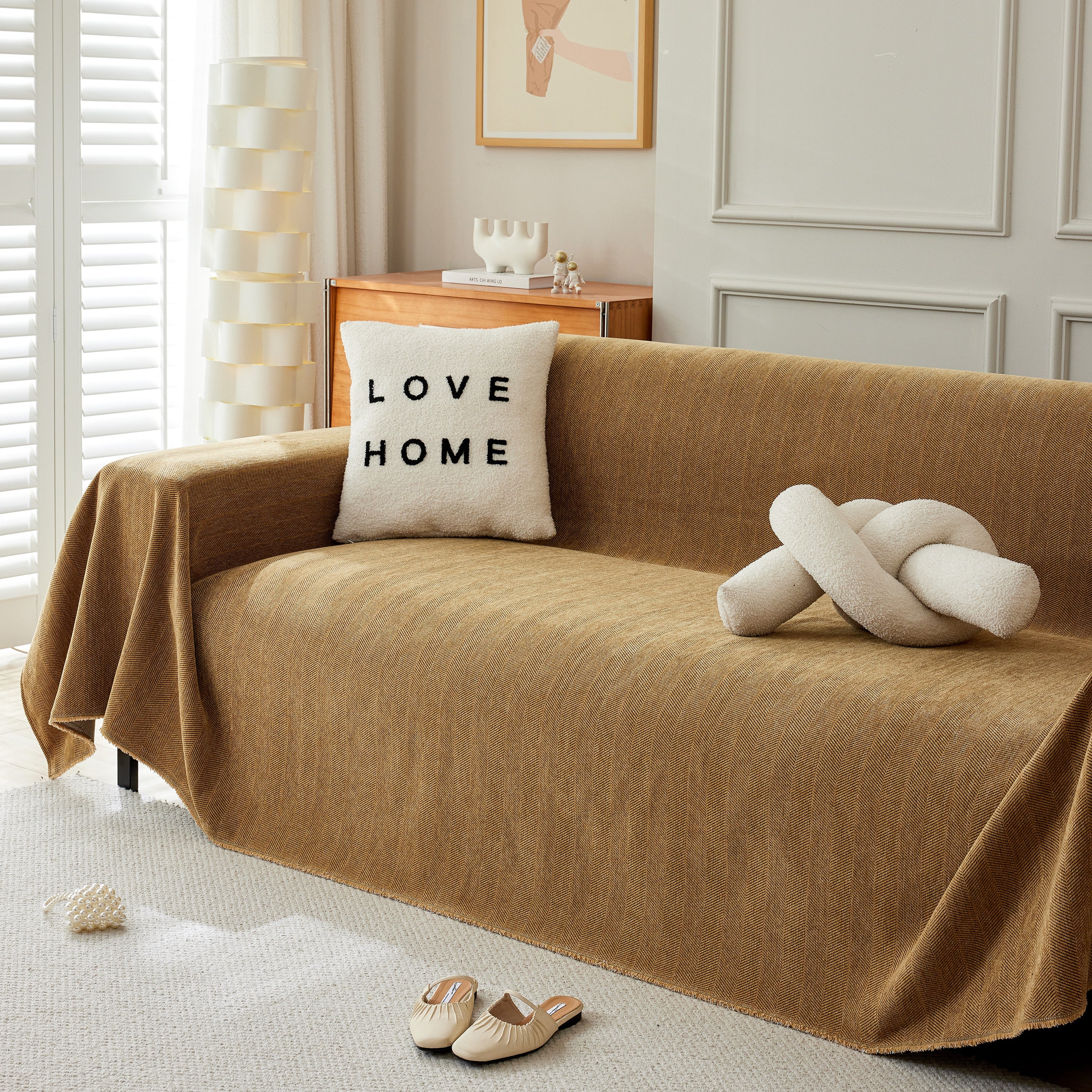 Herringbone Oversized Chenille Couch Throw Cover Sofa Slipcovers Couch Covers for Sectional Couches