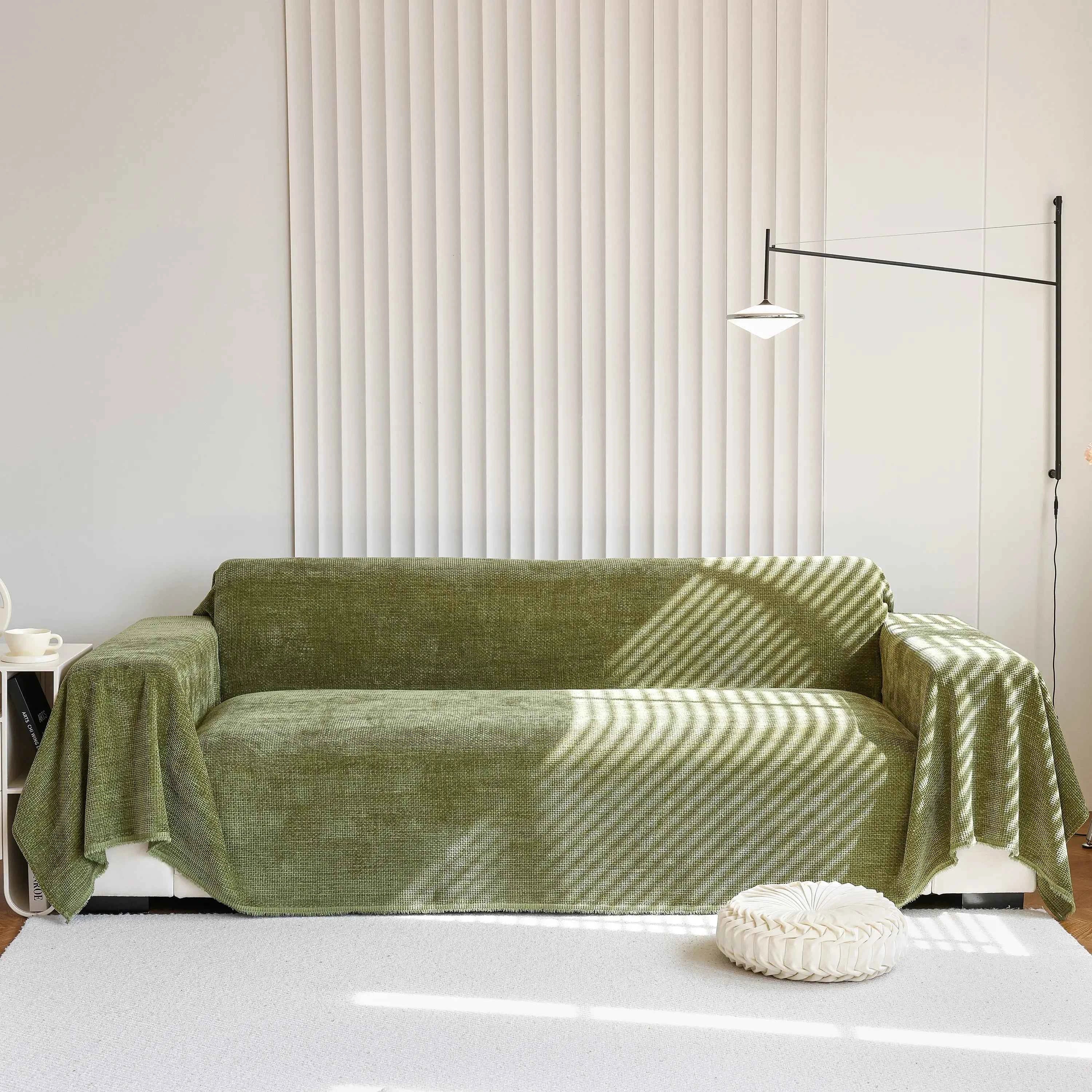 Chenille Thickened Solid Couch Blanket Throws, Reversible Couch Covers for Sectional Couches