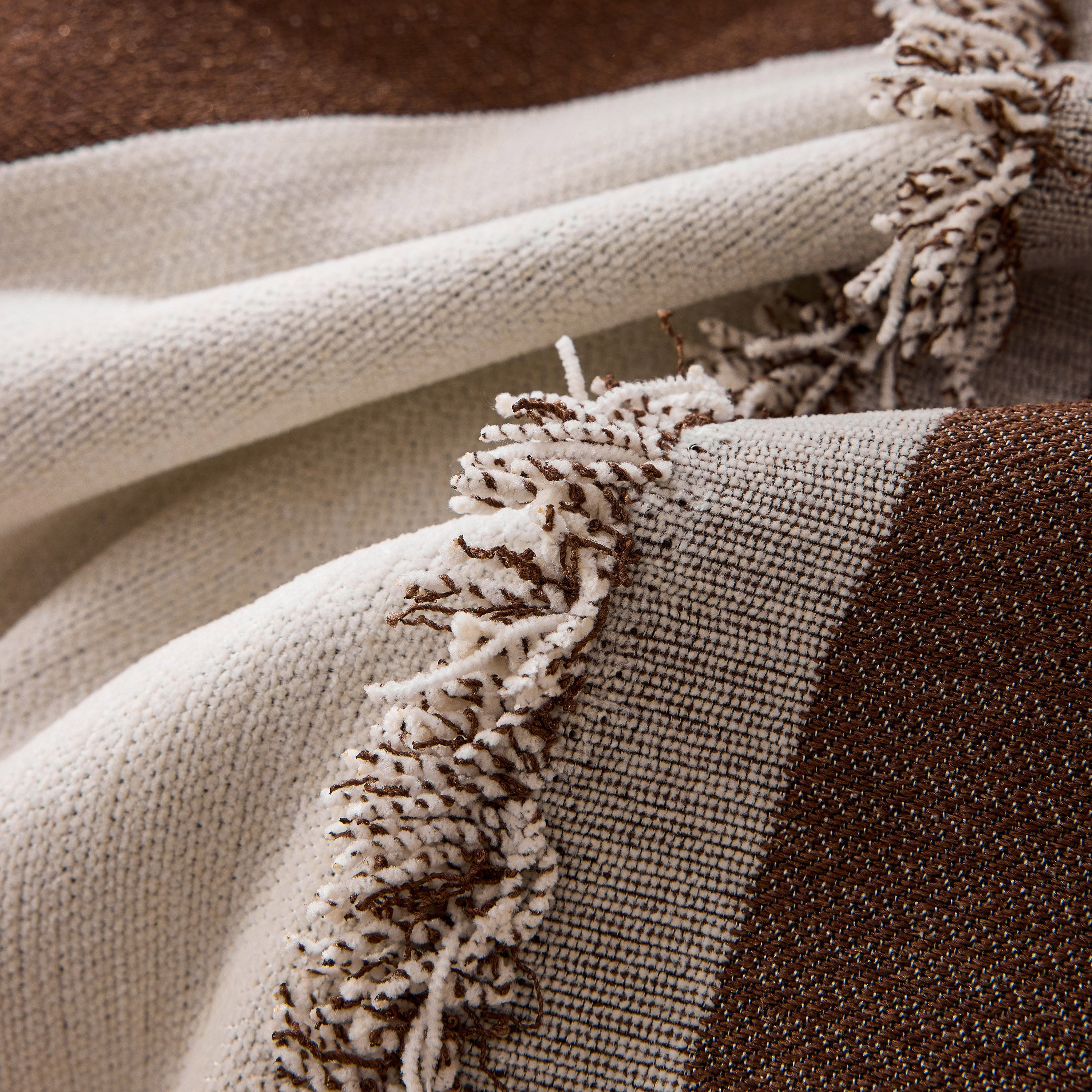 Modern Abstract Chenille Sofa Cover, Large Soft Throw Blanket with Tassels for Couch