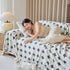 Geometric Jacquard Plush Warm Sofa Couch Cover Coral Fleece Throw Blanket for Couch
