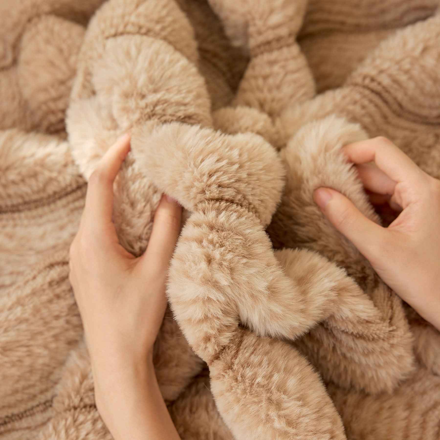 Plush Faux Rabbit Fur Sofa Cover, Warm Non-Slip Couch Protector for Leather Sofas