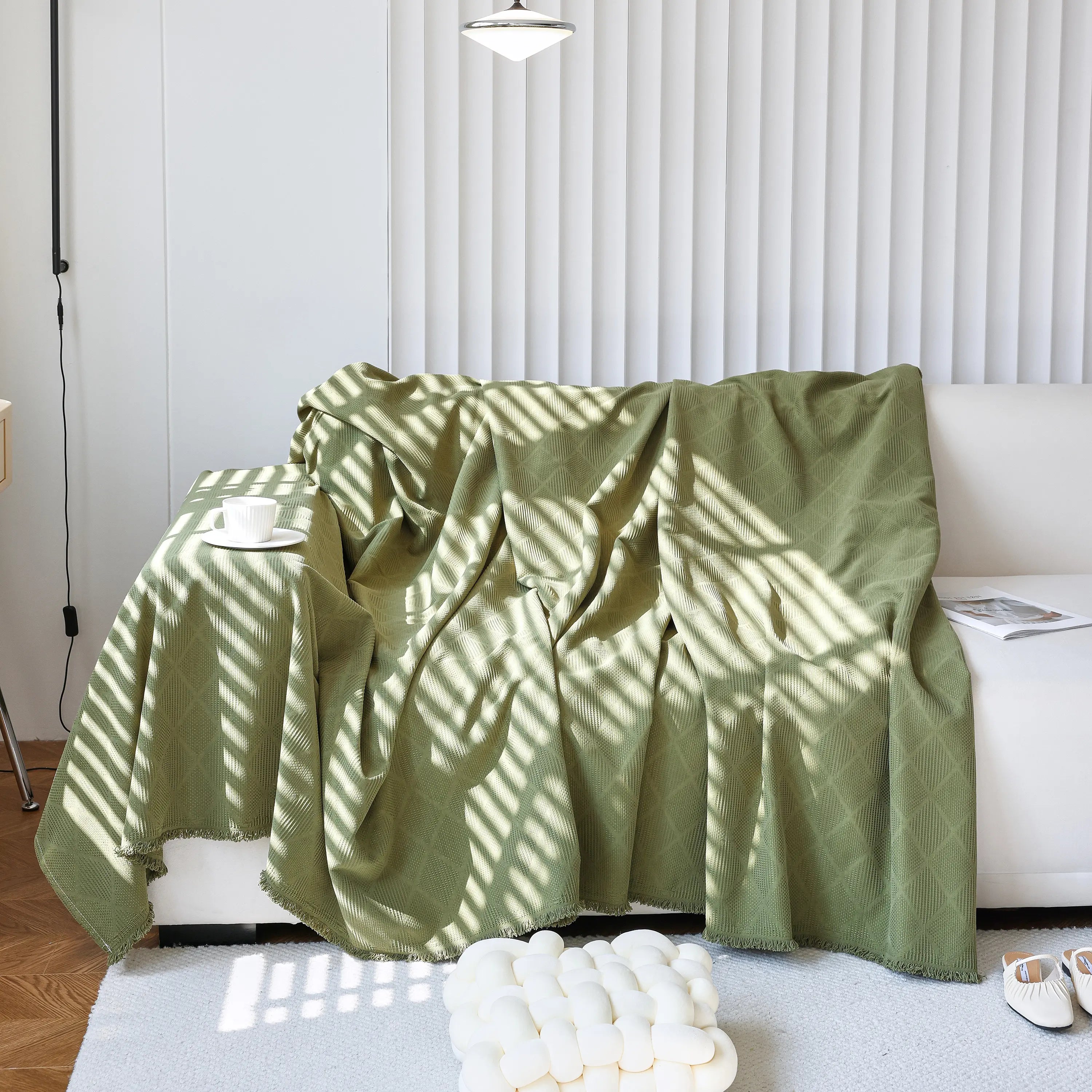 Textured Chenille Sofa Cover Throw, Soft Washable Couch Blanket Protector for Pets
