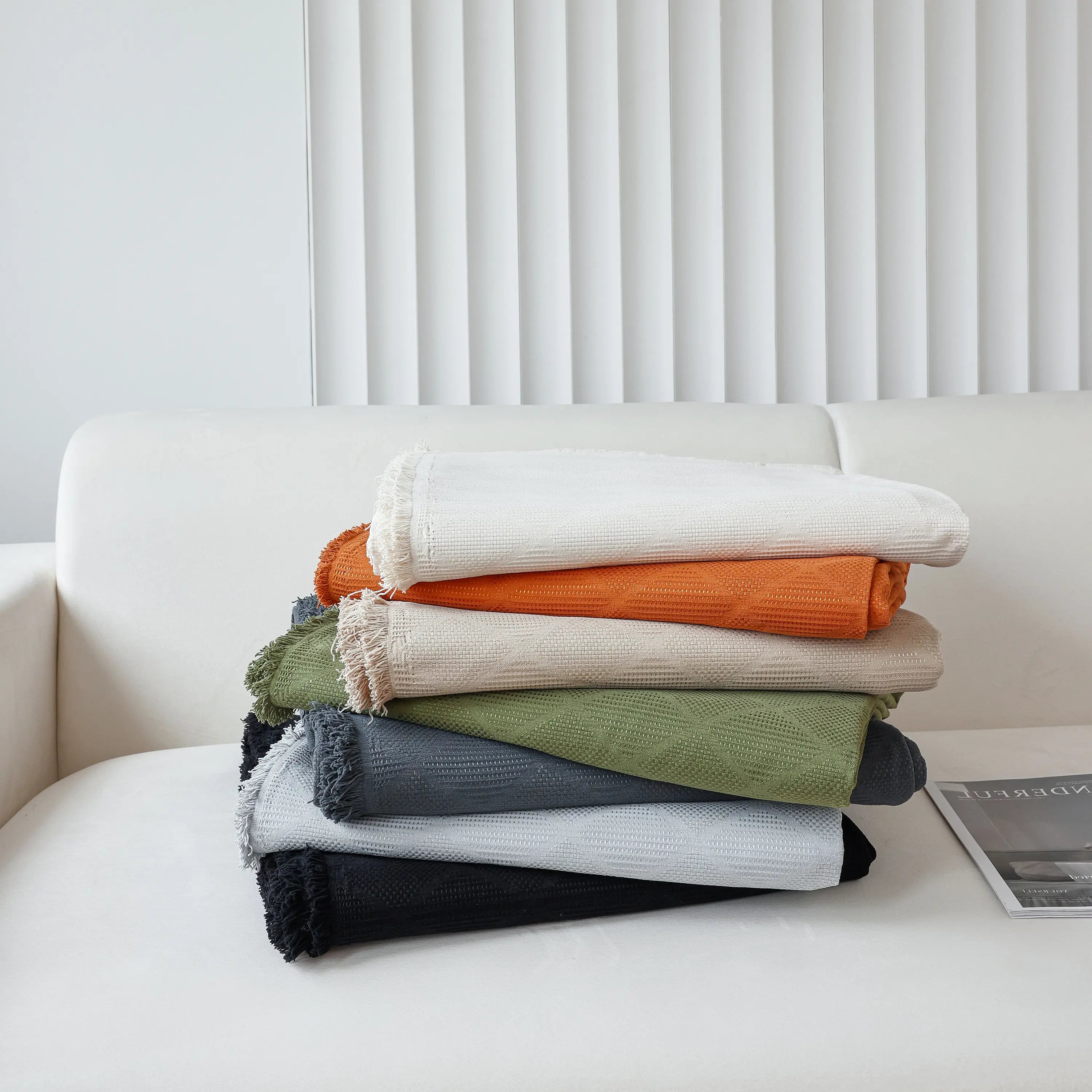 Textured Chenille Sofa Cover Throw, Soft Washable Couch Blanket Protector for Pets