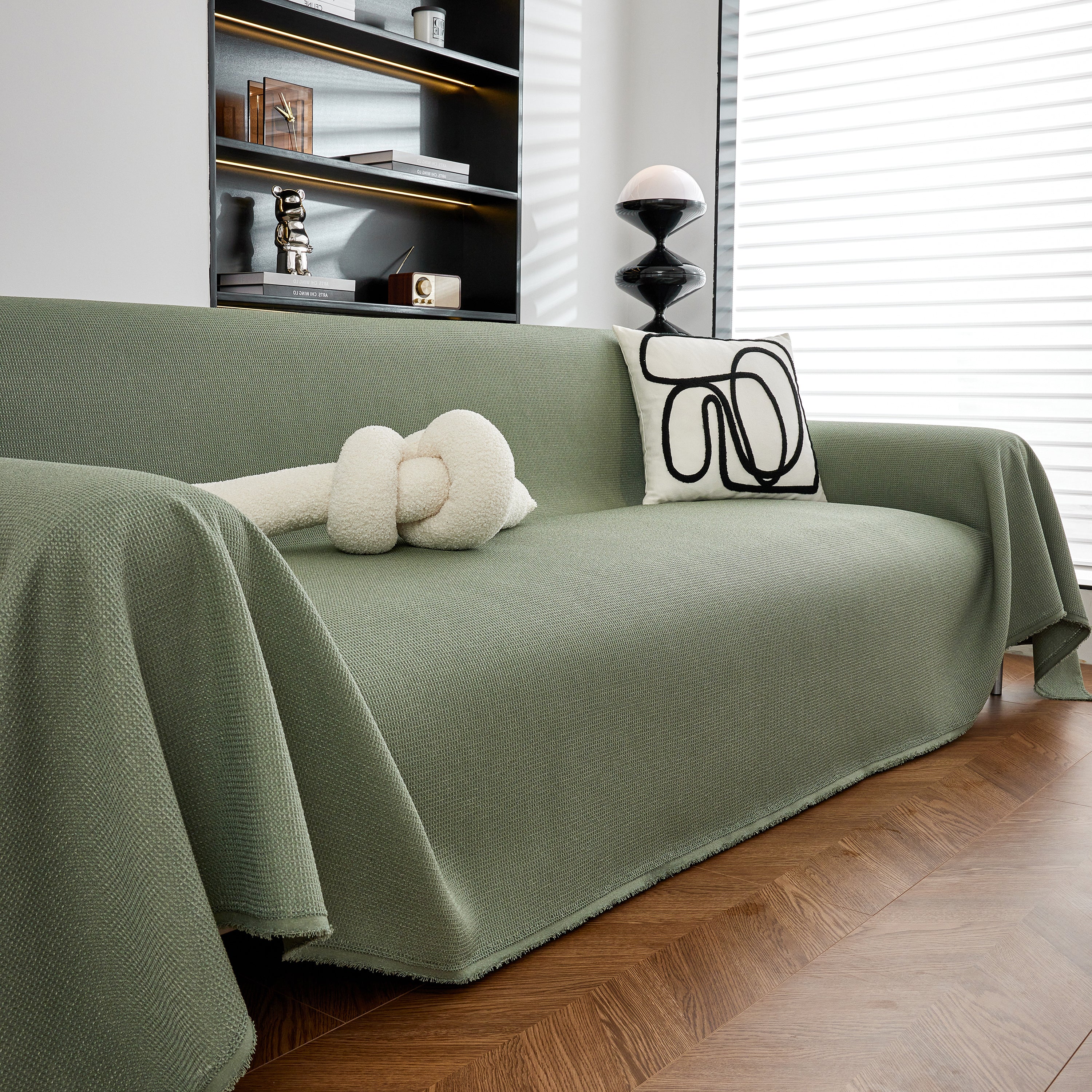 Waterproof Waffle Lattice Sofa Throw, Sofa Towel Cover for Couches, Simple Sofa Cover Blanket