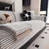 Plush Striped Couch Seat and Backrest Cover, Non-Slip Individual Sofa Protector