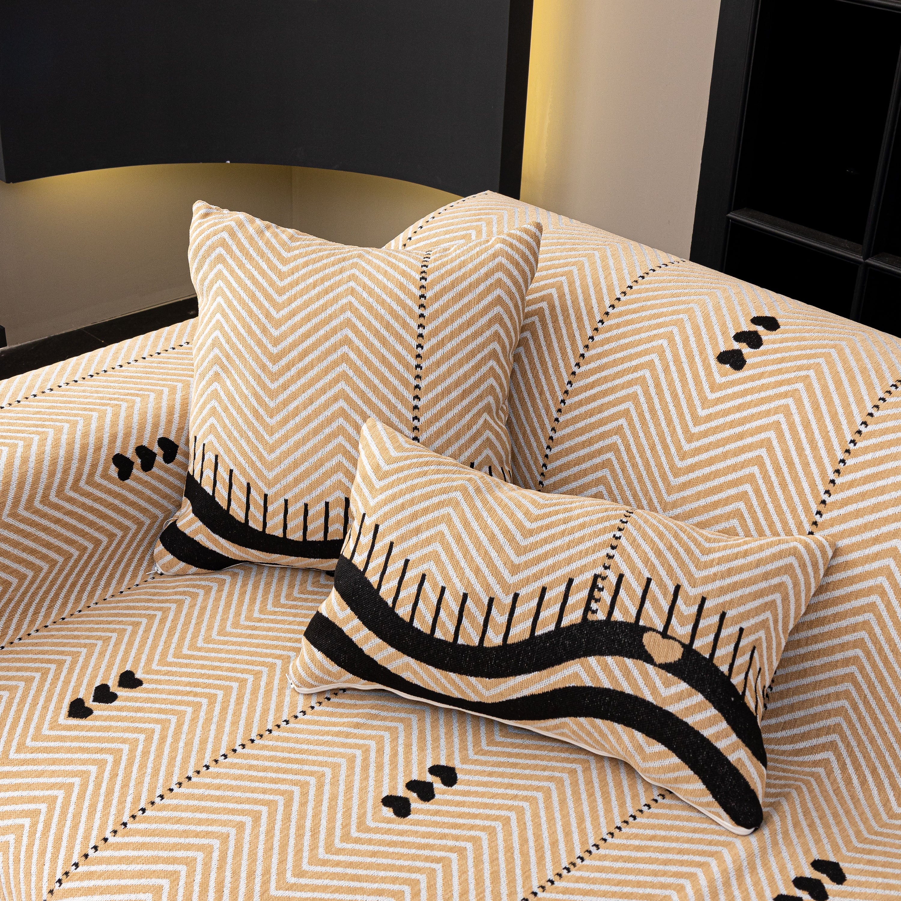 Chenille Sofa Throw Cover, Textured Chevron Decorative Couch Blanket for Living Room
