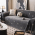 Chenille Camellia Floral Sofa Throw Cover Couch Blanket with Striped Jacquard