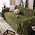 Chenille Camellia Floral Sofa Throw Cover Couch Blanket with Striped Jacquard