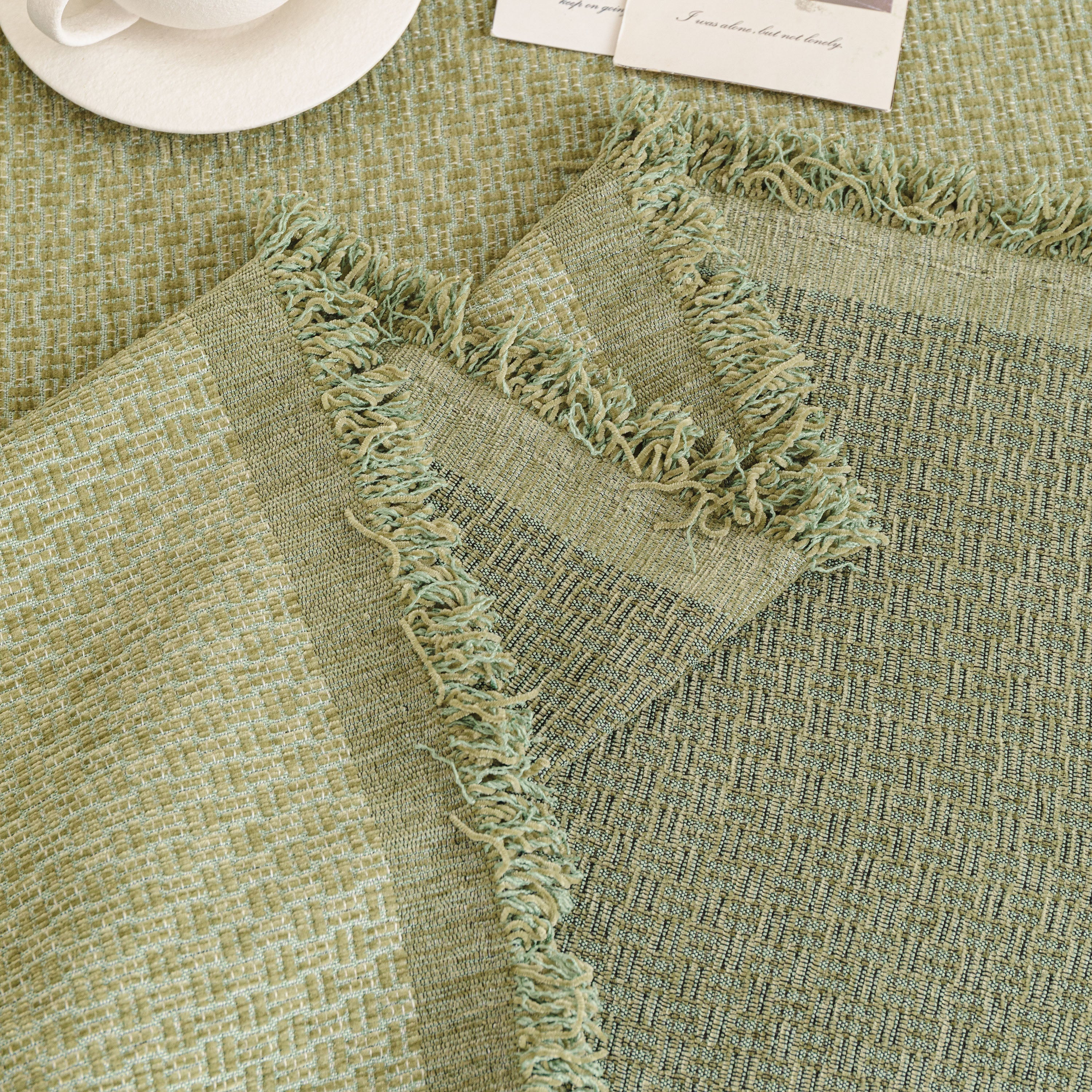 Textured Woven Modern Sofa Cover, Natural Blend Decorative Couch Throw Blanket