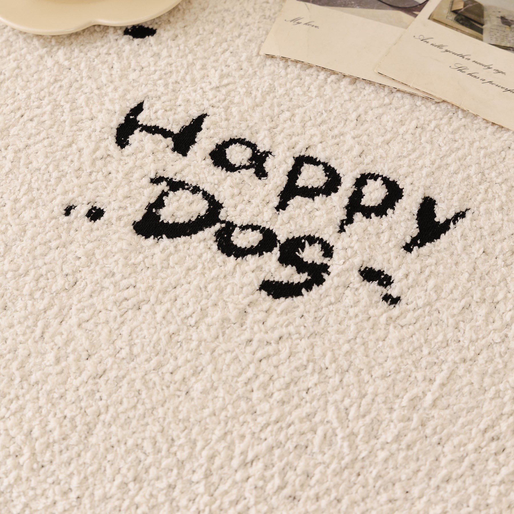 Cute Dog Pattern Plush Sofa Throw Cover, Soft Couch Protector Blanket with Fringe