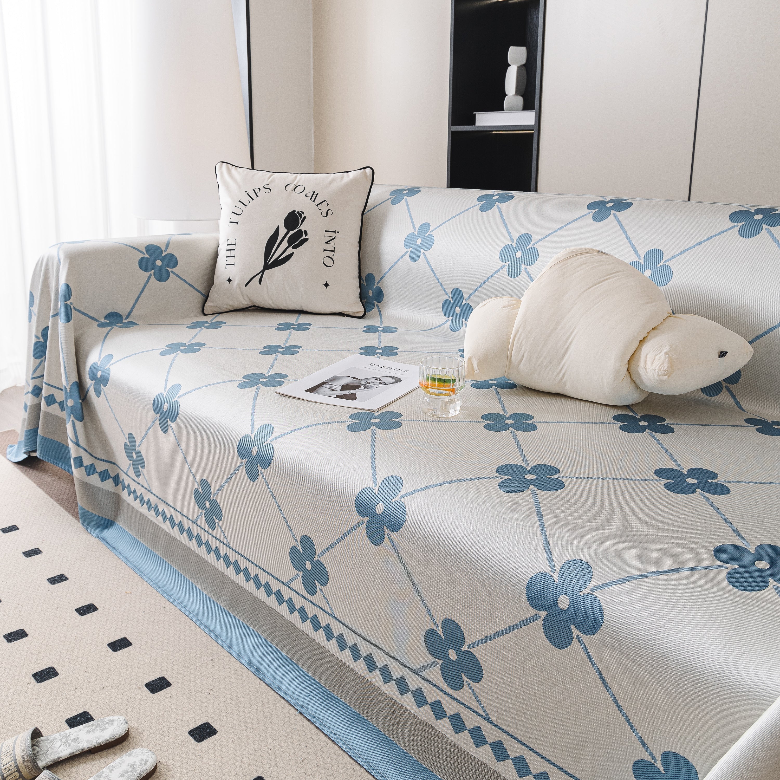 Cooling Four-Leaf Clover Hope Faith Love Luck Summer Comfy Ice Silk Furniture Throw Covers for Sofas