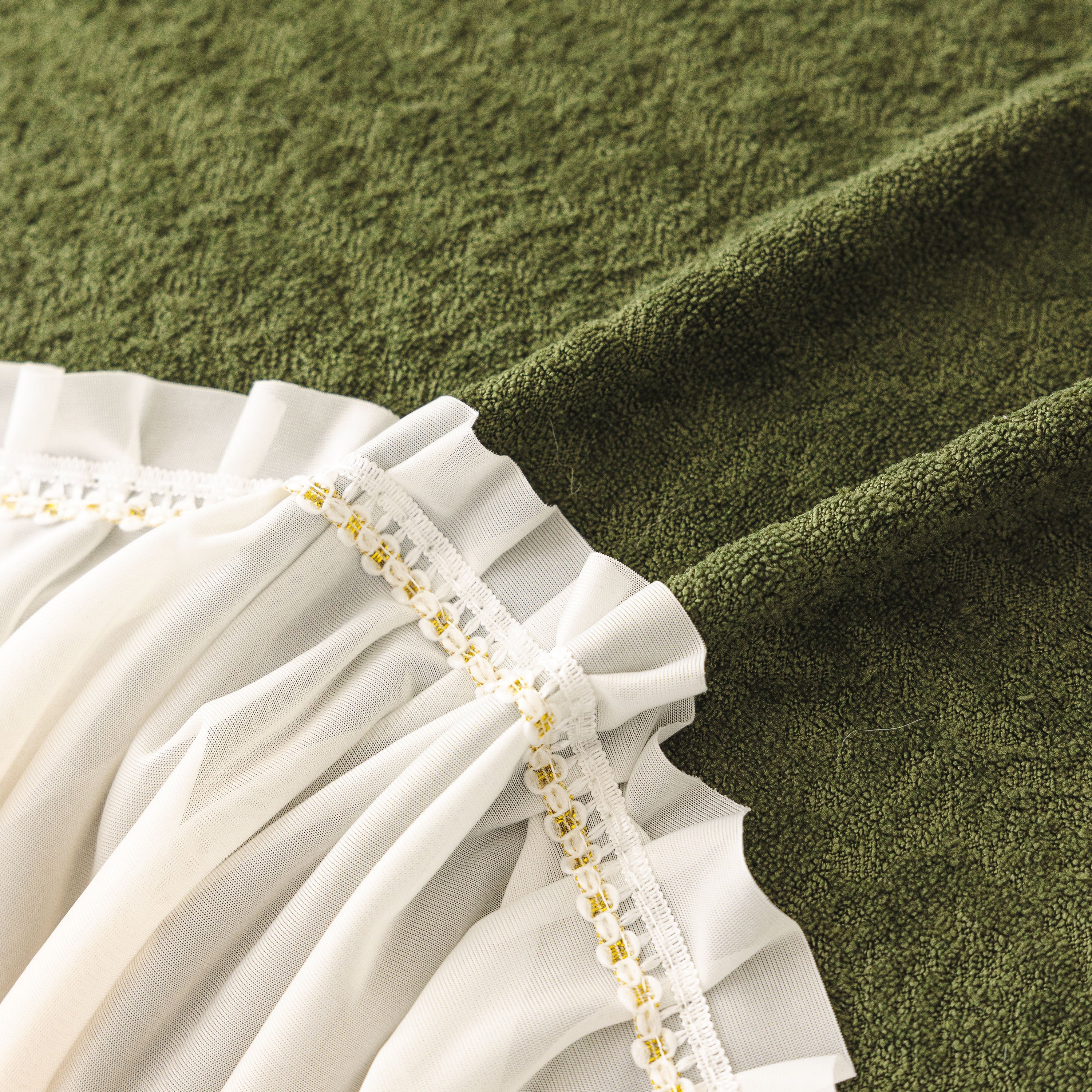 Luxury Sofa Throw Cover with Elegant Ruffled Skirt, Soft Decorative Couch Protector