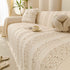 Textured Striped Sofa Throw Cover, Soft Woven Couch Protector with Fringe Edges