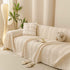 Textured Striped Sofa Throw Cover, Soft Woven Couch Protector with Fringe Edges