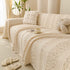 Textured Striped Sofa Throw Cover, Soft Woven Couch Protector with Fringe Edges