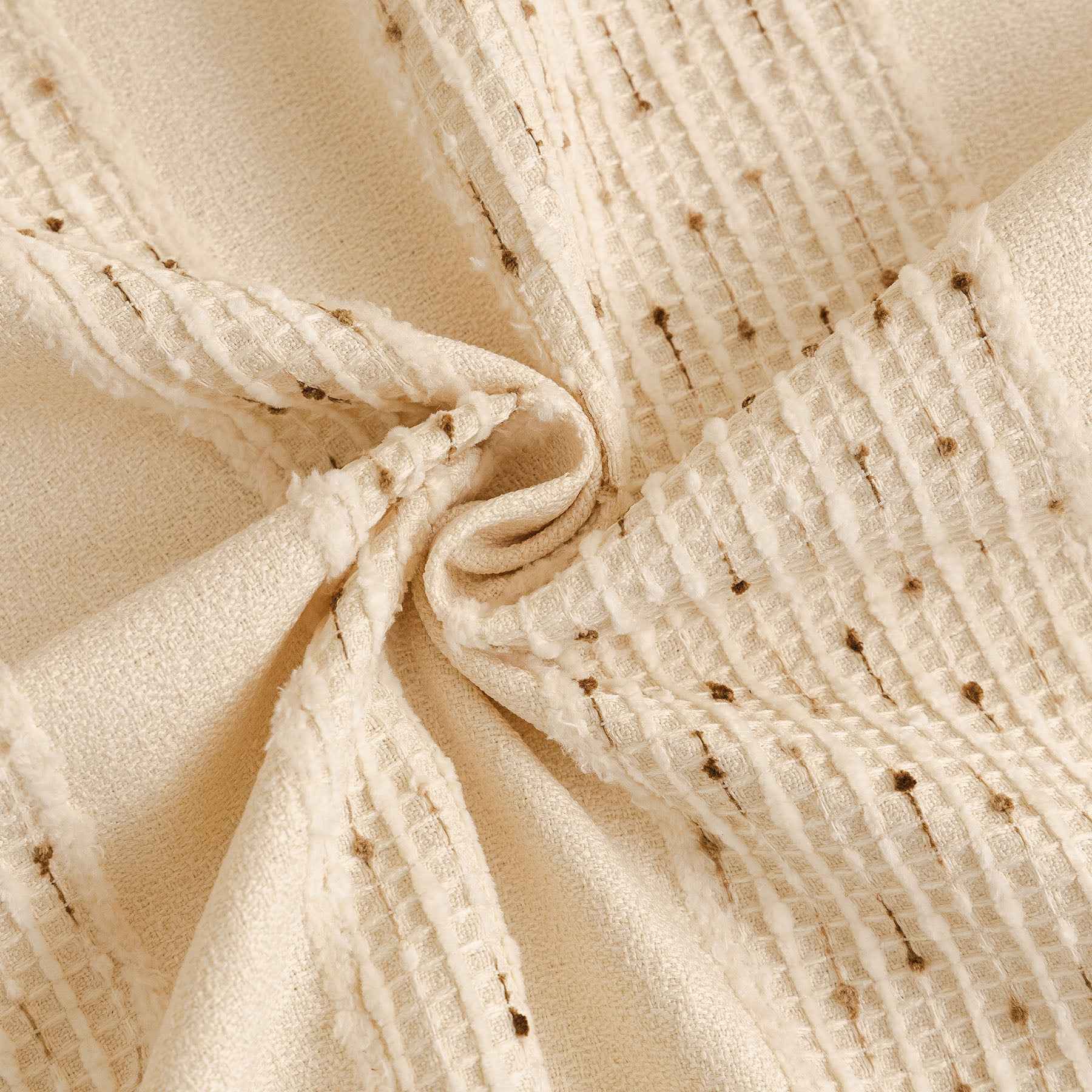 Textured Striped Sofa Throw Cover, Soft Woven Couch Protector with Fringe Edges