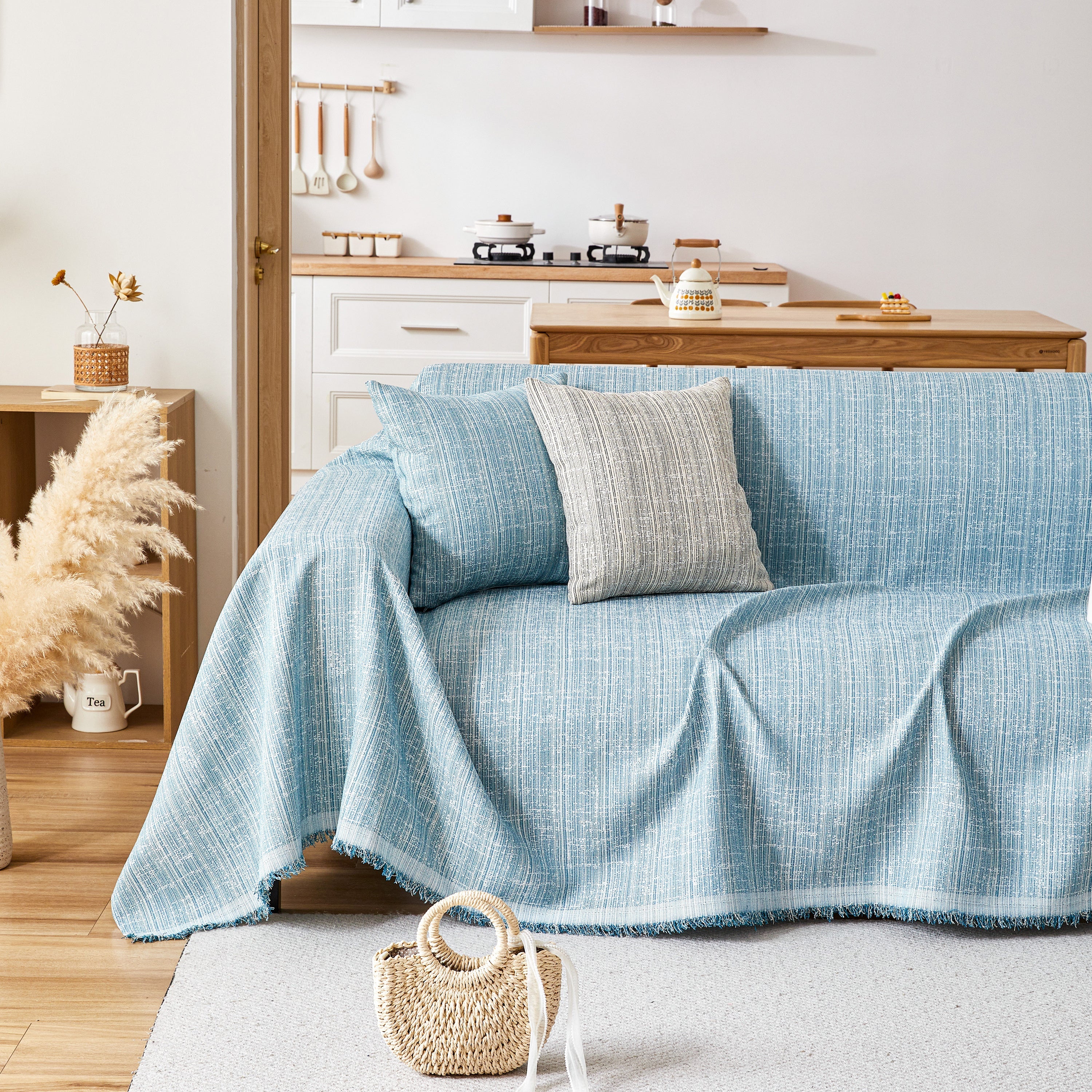 Couch Cover Blanket Couch Covers for Most Shape Sofas Washable Durable Sofa Throw Cover with Tassels