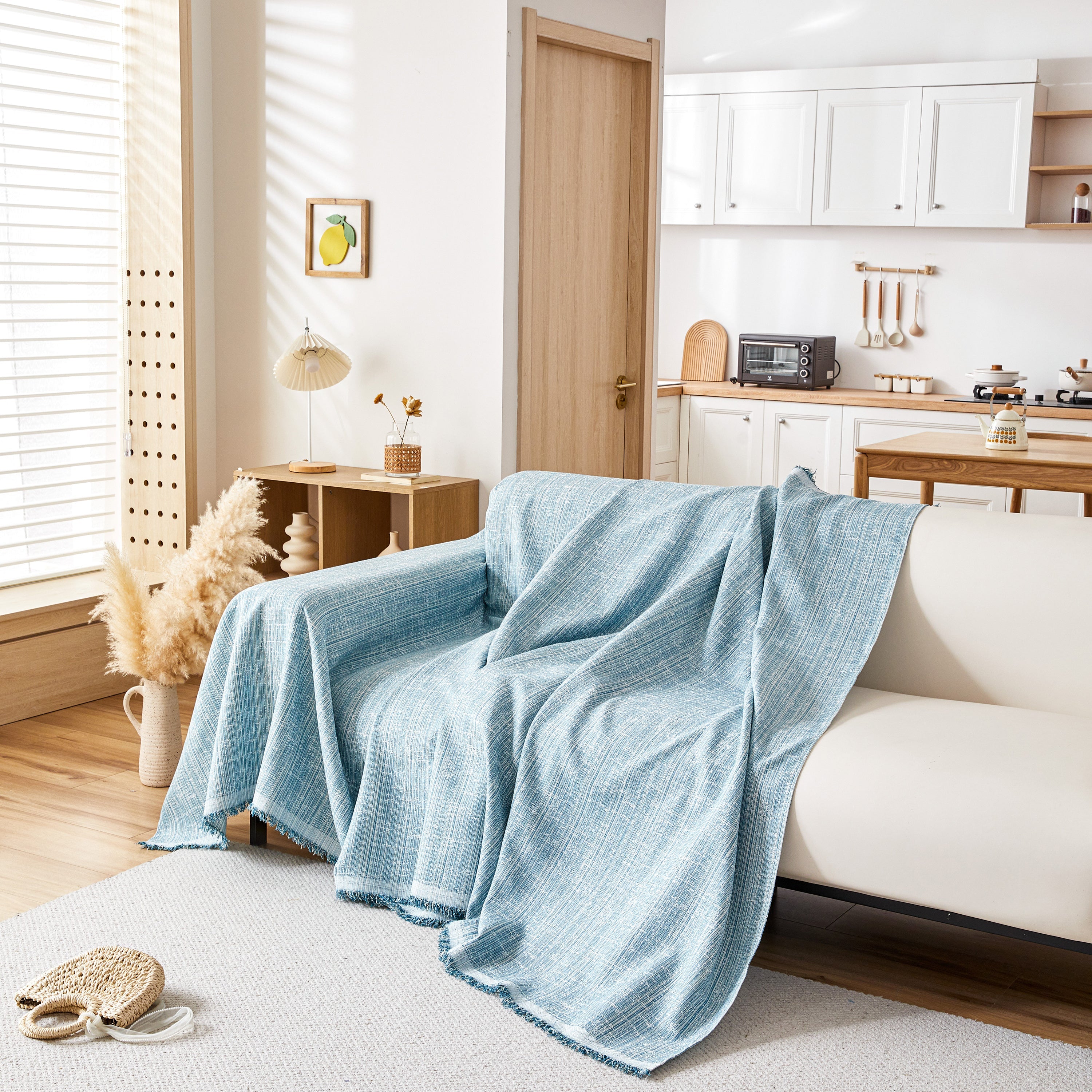 Couch Cover Blanket Couch Covers for Most Shape Sofas Washable Durable Sofa Throw Cover with Tassels