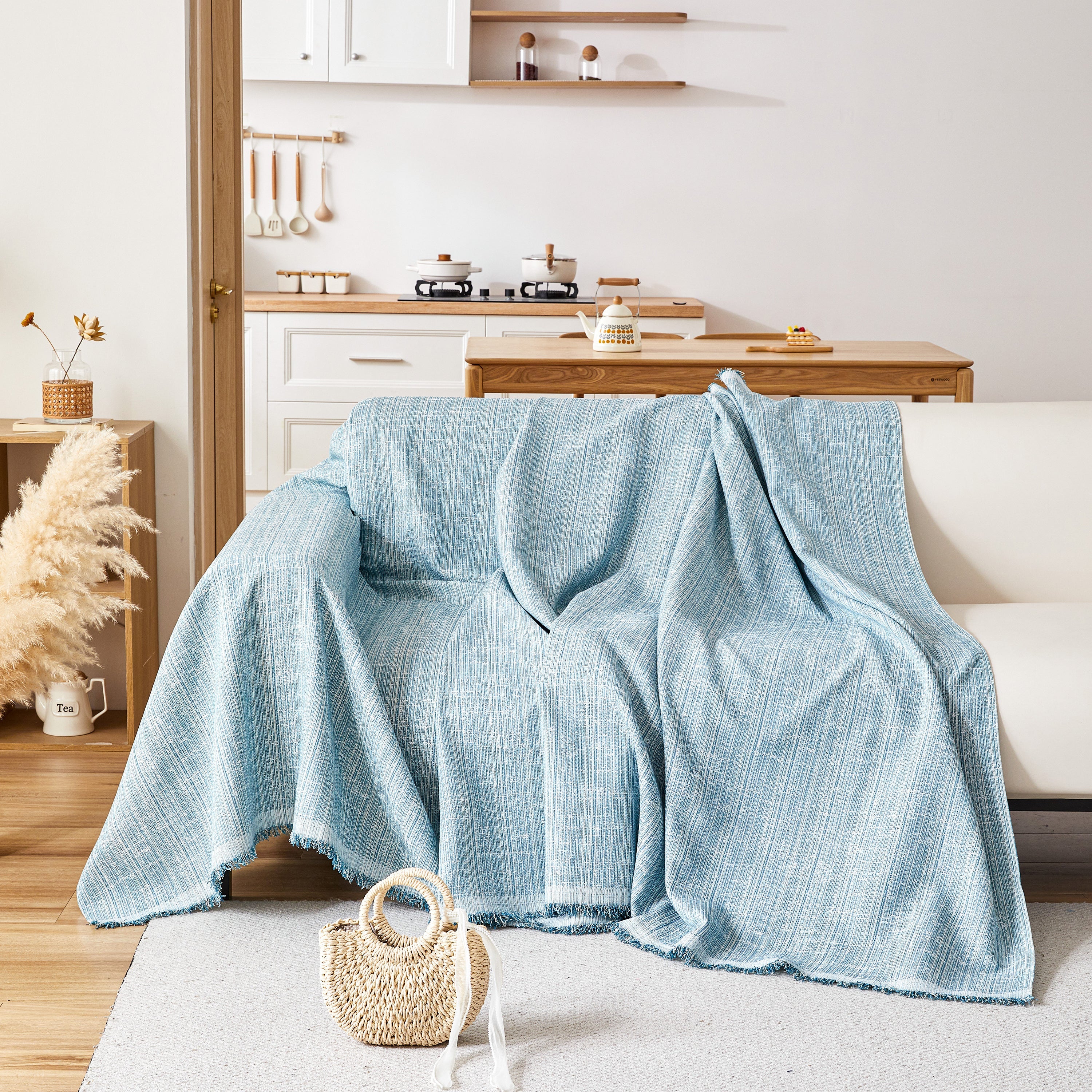 Couch Cover Blanket Couch Covers for Most Shape Sofas Washable Durable Sofa Throw Cover with Tassels
